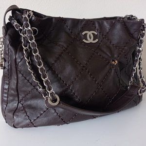 Expandable Zip Around Tote Quilted Leather Large (Damaged)